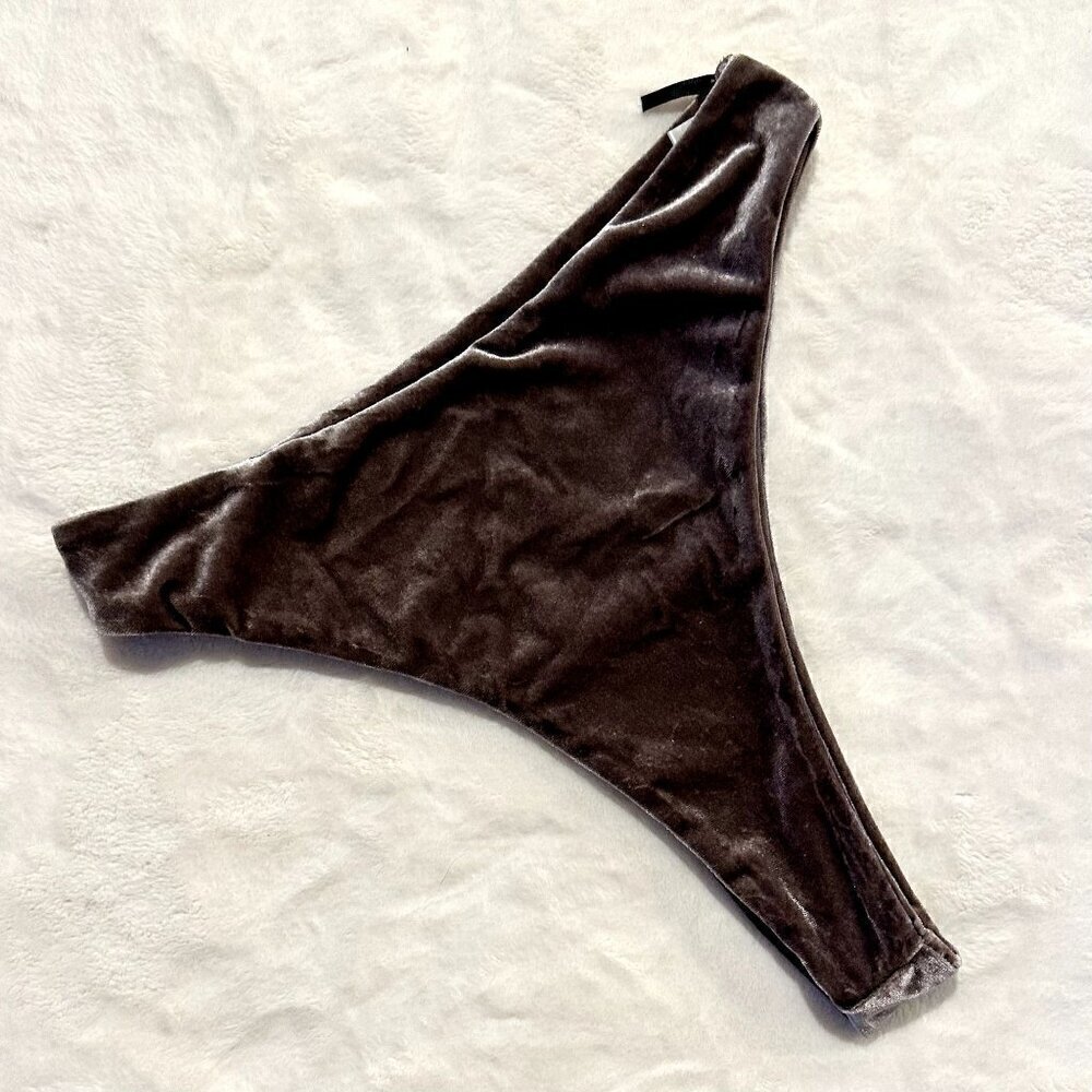 Fashion Nova Velvet Bikini Bottoms Purple/Taupe - Medium